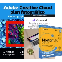 Plan de Fotografía de Adobe 1 TB + Norton 360 Deluxe 3 PC + Jottacloud Home | 1 Año