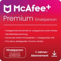 McAfee+ Premium Individual | 1 Jahr | Unbegrenzte Geräte | Windows - Mac - iOS - Android - ChromeOS McAfee+ Premium Individual | 1 Jahr | Unbegrenzte Geräte | Windows - Mac - iOS - Android - ChromeOS