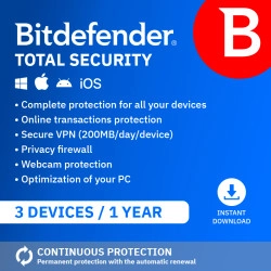 Bitdefender Total Security Standard 2026 | 3 Devices | 1 year