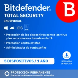 Bitdefender Total Security Individual 2026 | 5 Dispositivos | 1 año