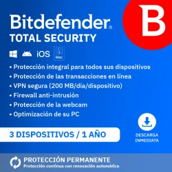 Bitdefender Total Security Standard 2026 | 3 Dispositivos | 1 año