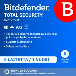 Bitdefender Total Security Individual 2026 | 5 Laitetta | 1  vuosi