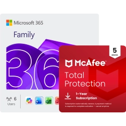Microsoft 365 Family + McAfee Total Protection | 5 Devices | 1 Year