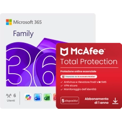 Microsoft 365 Family + McAfee Total Protection | 5 Dispositivi | 1 Anno