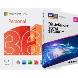 Microsoft 365 Personal + Bitdefender Total Security | 5 dispositivi | 1 anno