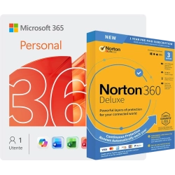 Microsoft 365 Personal + Norton 360 Deluxe | 3 Dispositivi | 1 Anno