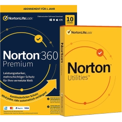 Norton 360 Premium mit Norton Utilities Ultimate | 2026 | 10 Geräte | 1 Jahr