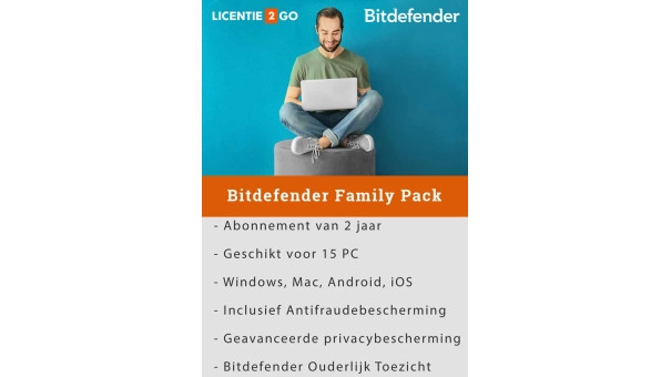 Bitdefender Family Pack 2026 | 15 Apparaten | 2 jaar | Automatische verlenging