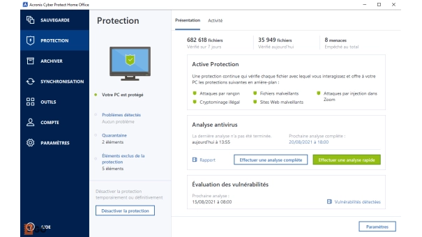 Acronis Cyber Protect Home Office Advanced 500 Go