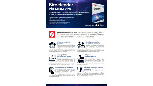Bitdefender Premium VPN 2026 | 10 Devices | 1 year | Automatic renewal