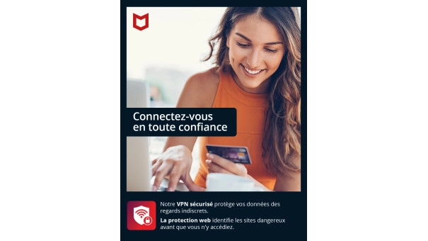 McAfee Total Protection 2026 + VPN | 10 Appareils | 1 An | Windows - Mac - Android - iOS