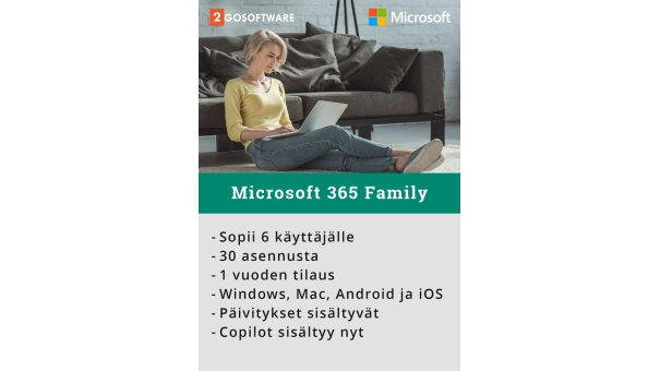 Microsoft 365 Family + McAfee+ Premium Family | 1 vuosi