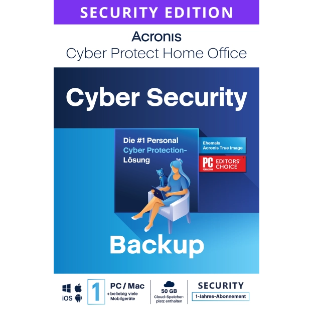 Acronis Cyber Protect Home Office - Security edition 2024 | 1 PC | 1 Jahr | 50 GB Cloud-Backup