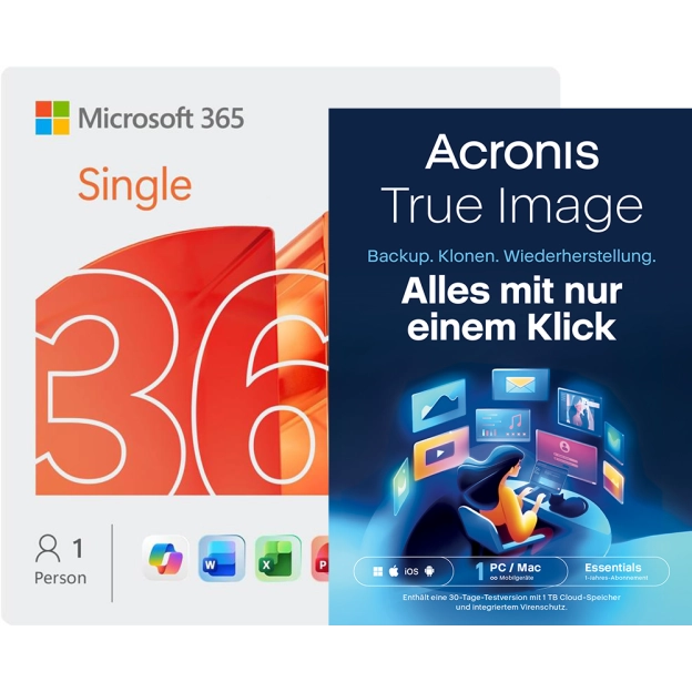Microsoft 365 Single+ Acronis True Image Essentials | 1 PC | 1 Jahr