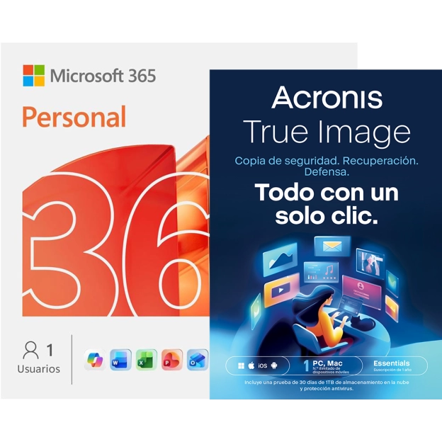 Microsoft 365 Personal + Acronis True Image Essentials | 1 PC | 1 Año