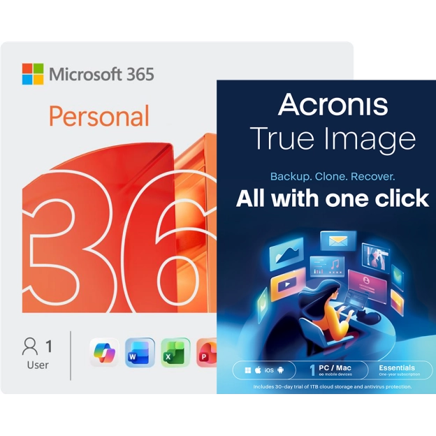 Microsoft 365 Personal + Acronis True Image Essentials | 1 PC | 1 år