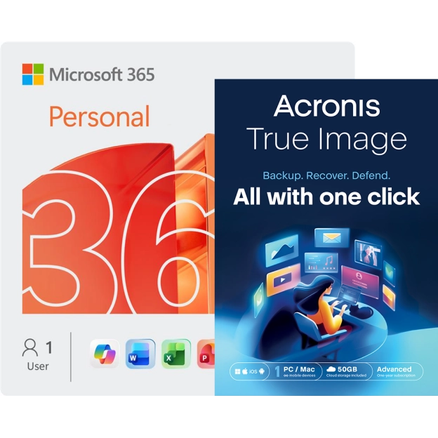 Microsoft 365 Personal + Acronis True Image Advanced | 1 PC | 1 år