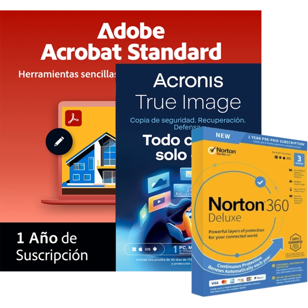 Acrobat Standard + Norton 360 Deluxe + Acronis Essentials