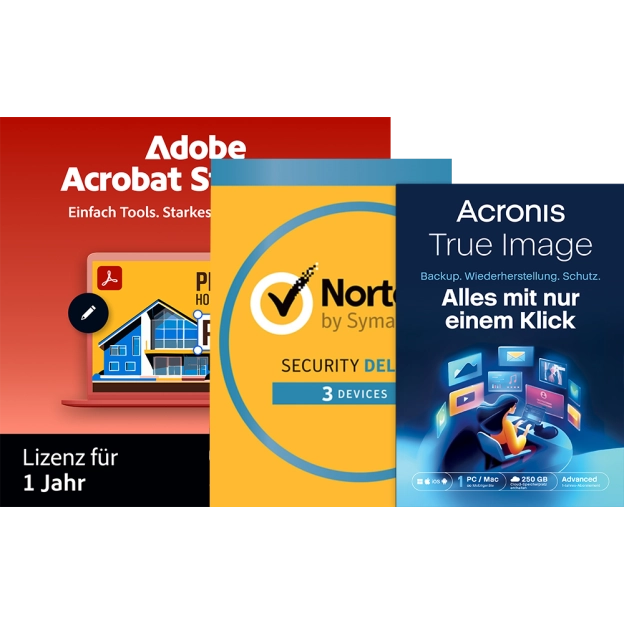 Adobe Acrobat Standard + Norton Security Deluxe + Acronis True Image Advanced