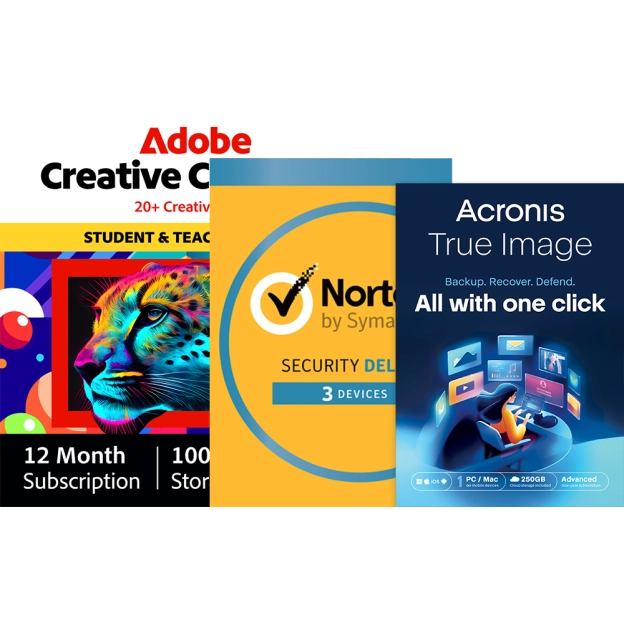 Adobe Creative Cloud Pro (alle Apps) Student & Teacher Edition + Norton Security Deluxe + Acronis True Image Advanced