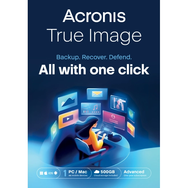Acronis True Image Advanced 2026 | 1 PC | 1 År | 500 GB Molnbackup