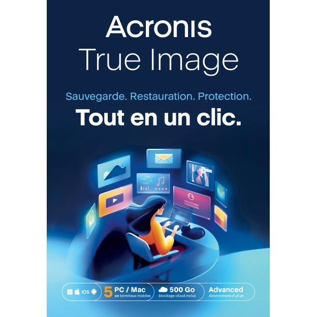 Acronis True Image Advanced 2026 | 5 PC | 1 An | 500 Go de sauvegarde dans le cloud
