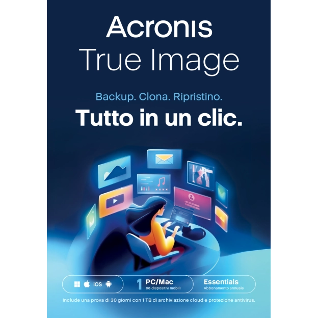 Acronis True Image Essentials 2026 | 1 PC | 1 anno | Mobile/Tablet incluso