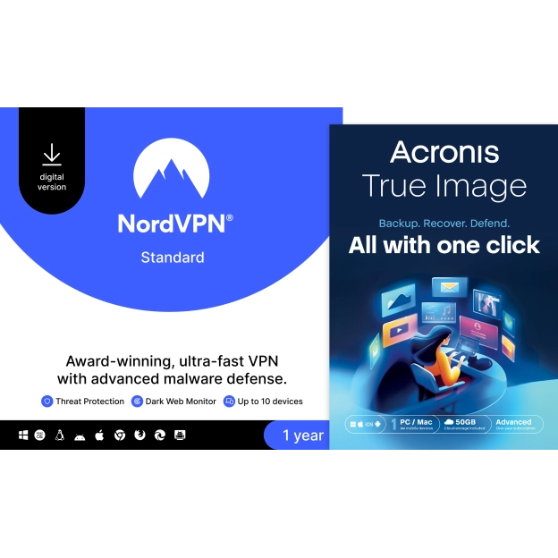 NordVPN | 10 dispositivi | 1 anno + Acronis True Image Advanced | 50 GB | 1 PC | 1 anno