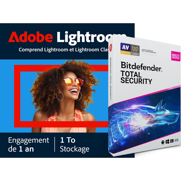 Adobe Lightroom CC | 1 Utilisateur | 1 An | 1 To de stockage dans le cloud + Bitdefender Total Security | 5 Appareils