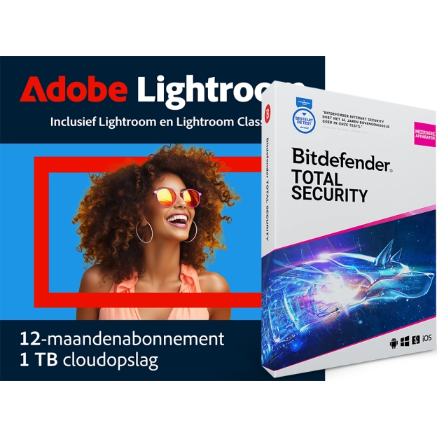 Adobe Lightroom CC | 1 Gebruiker | 1 Jaar | 1 TB cloudopslag + Bitdefender Total Security | 5 Apparaten