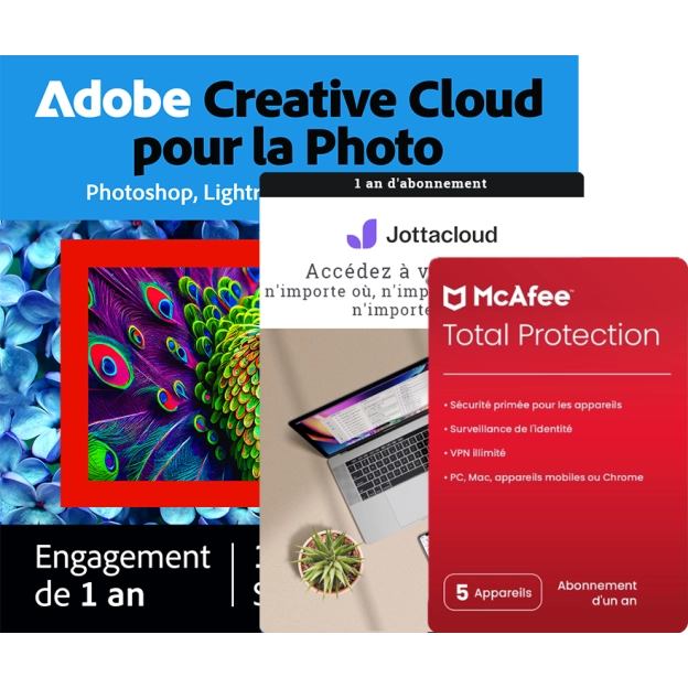 Plan de photographie Adobe 1 To + McAfee Total Protection 5 PC + Jottacloud Home | 1 an