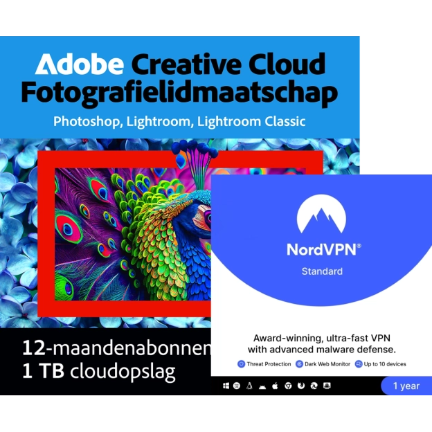 Adobe Photography Plan 1 TB + NordVPN standard | 1 vuosi