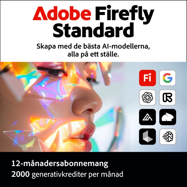 Adobe Firefly Standard | 1 år | 2000 AI-krediter per månad