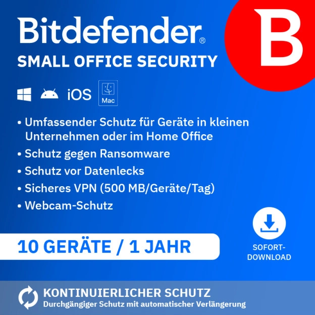 Bitdefender Small Office Security 2026 | 10 Geräte | 1 Jahr | Automatische Verlängerung