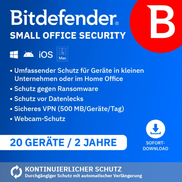 Bitdefender Small Office Security 2026 | 20 Geräte | 2 Jahre | Automatische Verlängerung