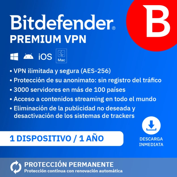Bitdefender Premium VPN 2026 | 10 Dispositivos | 1 año