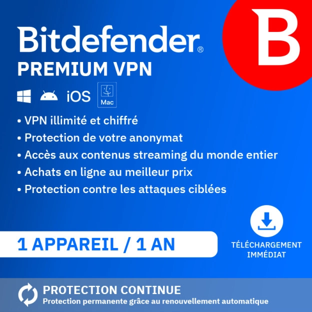 Bitdefender Premium VPN 2026 | 10 Appareils | 1 an