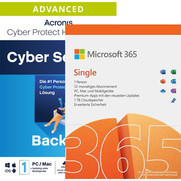 Acronis Cyber Protect Home Office Advanced 2024 + Microsoft 365 Personal | | 1 Gerät | 1 Jahr