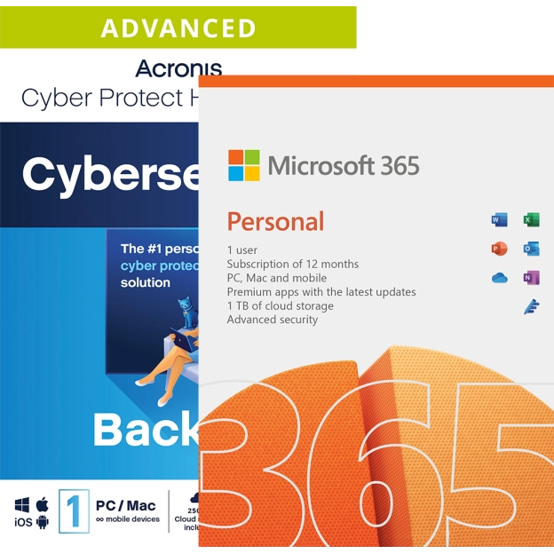 Acronis Cyber Protect Home Office Advanced 2024 + Microsoft 365 Personal | | 1 Device | 1 Year