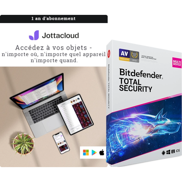 Jottacloud Personal Unlimited + Bitdefender Total Security | 5 appareils | 1 an