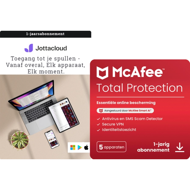 Jottacloud Home + McAfee Total Protection | 5 PC | 1 Jaar