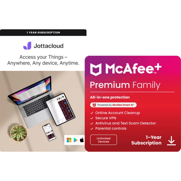 Jottacloud Home + McAfee+ Premium Family | Unlimited devices | 1 Year
