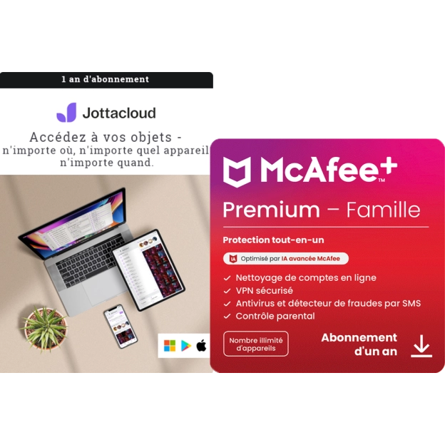 Jottacloud Home + McAfee+ Premium Family | Appareils illimités | 1 an