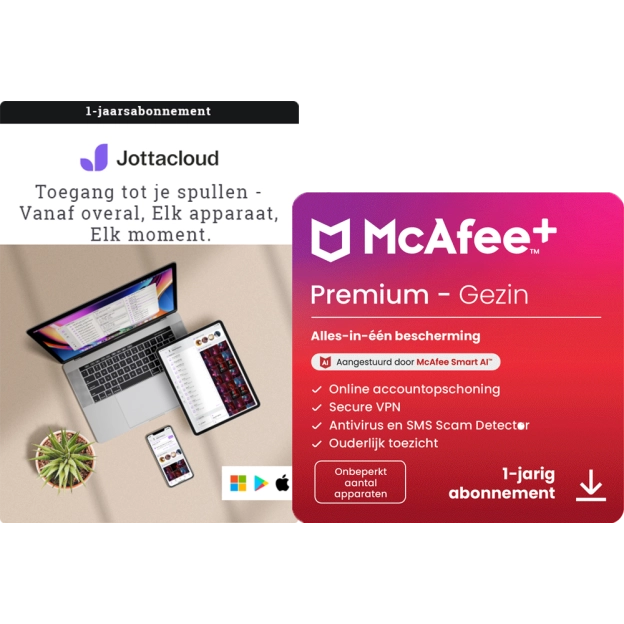 Jottacloud Home + McAfee+ Premium Family | Onbeperkt aantal apparaten | 1 Jaar