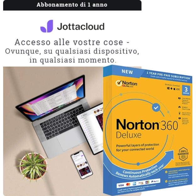 Jottacloud Personal Unlimited + Norton 360 Deluxe | 3 PC | 1 anno