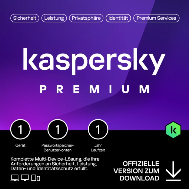 Kaspersky Premium | 1 Gerät | 1 Jahr | 2026 | DACH