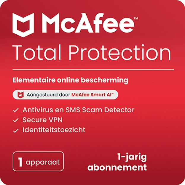 McAfee Total Protection 2026 | 1 Apparaat | 1 Jaar | Windows - Mac - Android - iOS
