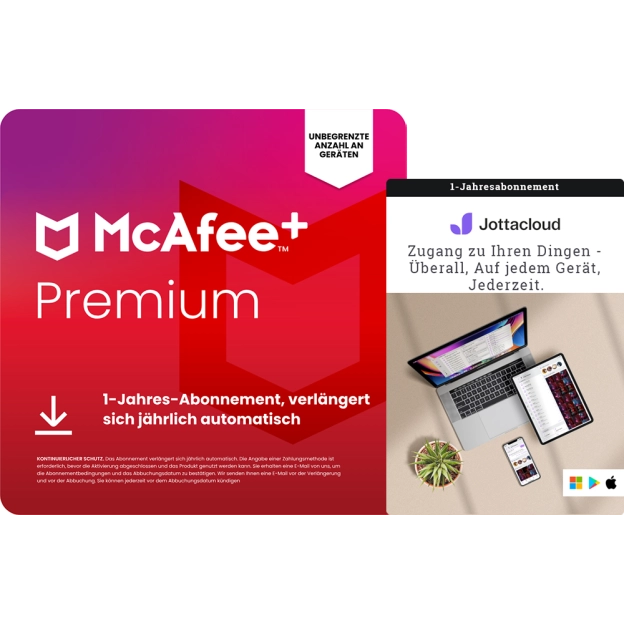 McAfee+ Premium Individual + Jottacloud Personal Unlimited | 1 Jahr | Unlimited Devices