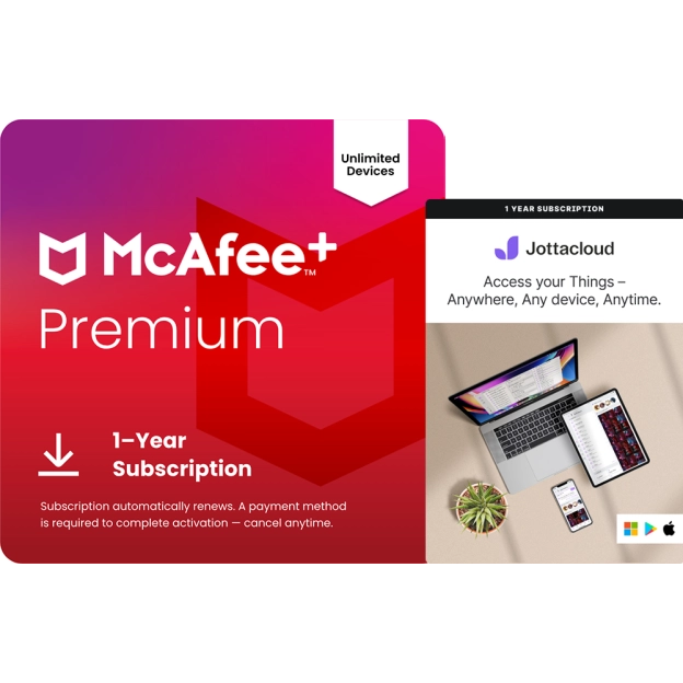 McAfee+ Premium Individual + Jottacloud Personal Unlimited | 1 Year | Unlimited Devices