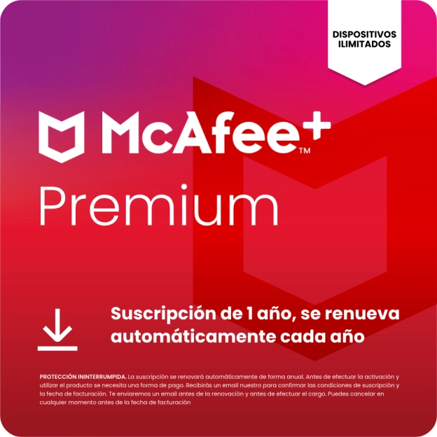 McAfee+ Premium Individual | 1 Año | Dispositivos ilimitados